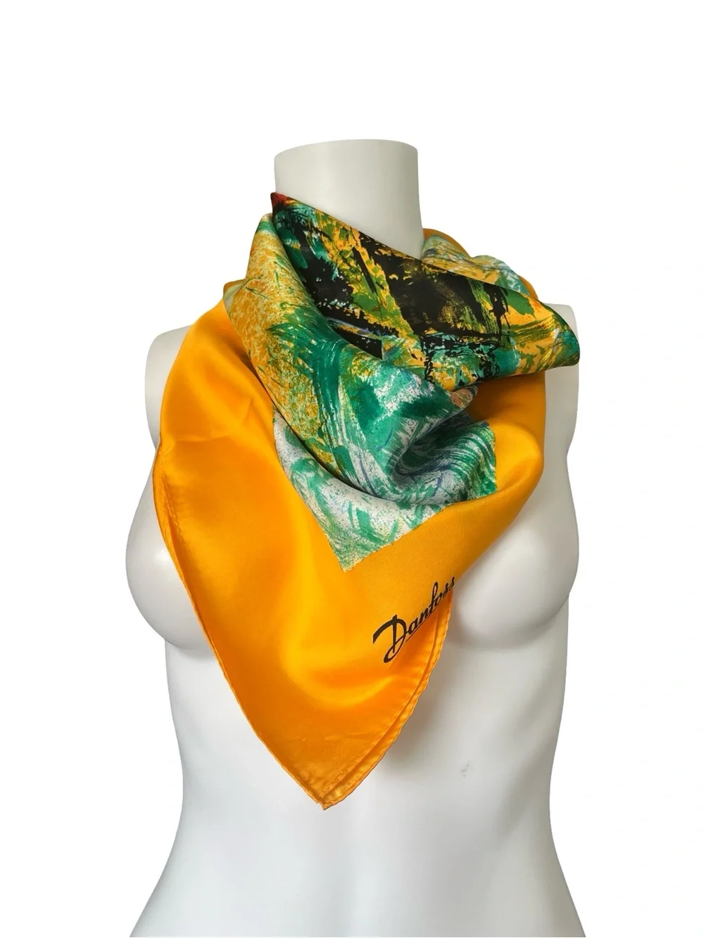 Abstract Art Print Scarf Square Silk Feel Colorful Lightweight